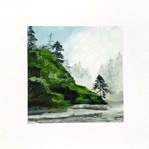 8x8 PNW Original Oil Painting Olympic National Park Landscape Coastal Art Signed